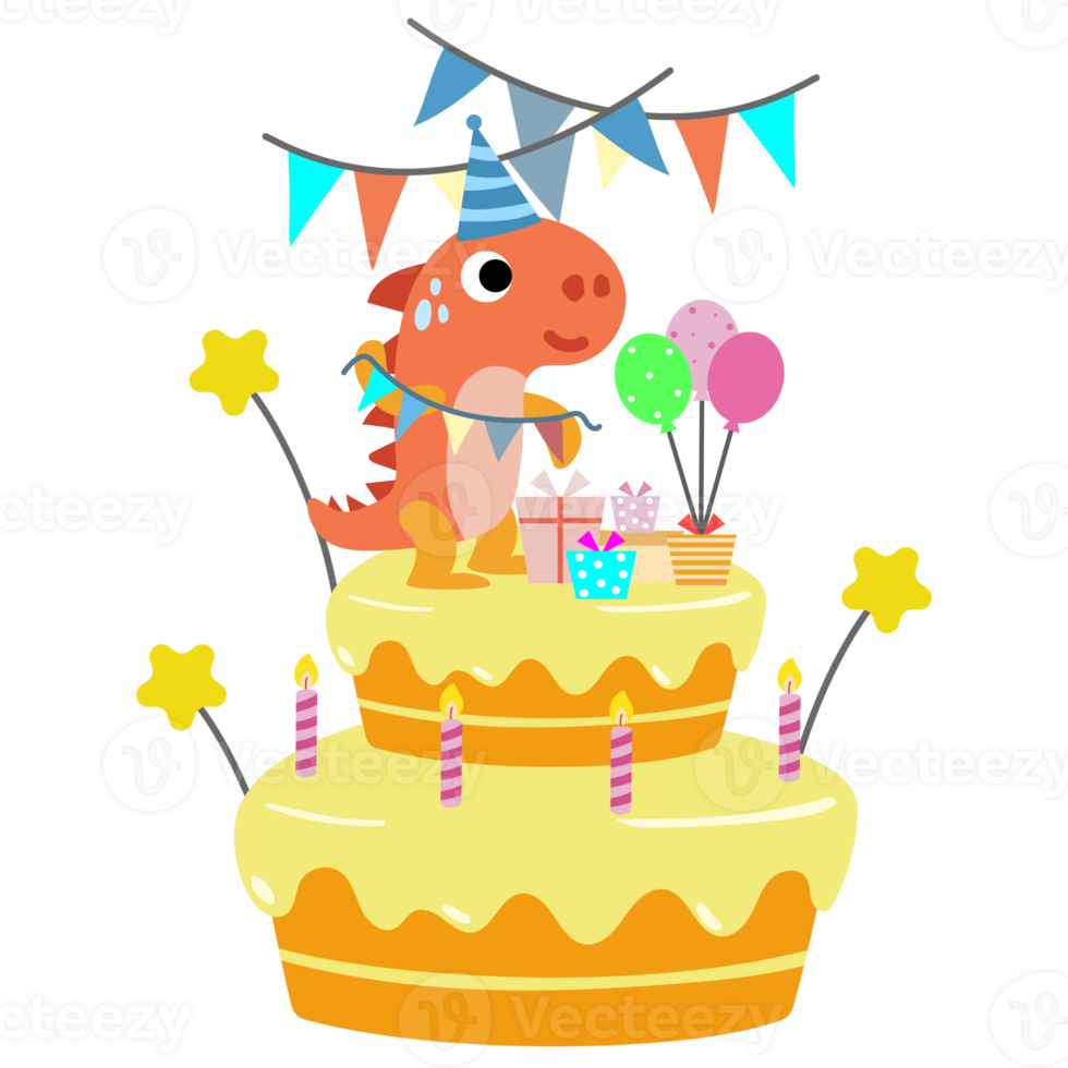 contento cumpleaños dinosaurio fiesta pastel. contento dino clipart png