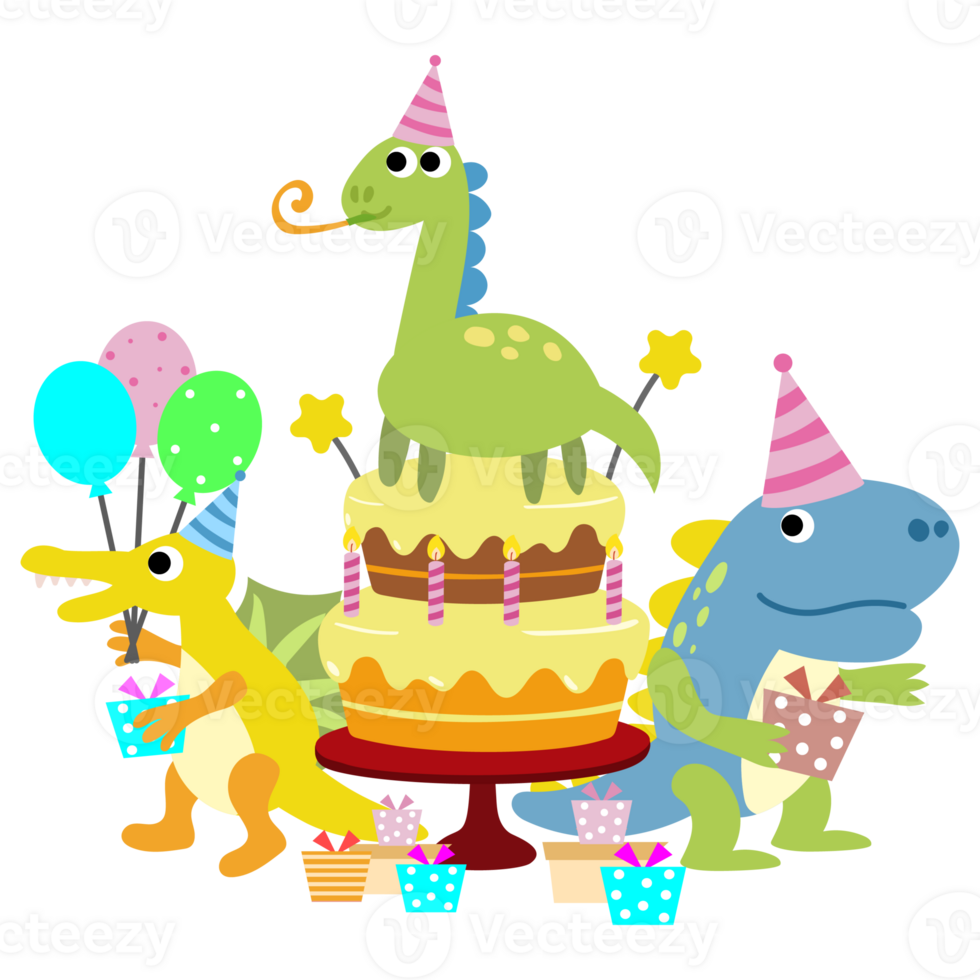 Happy Birthday Dinosaur party cake. happy dino clipart png