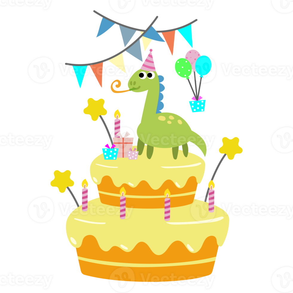 contento compleanno dinosauro festa torta. contento dino clipart png