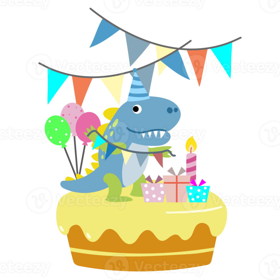 Happy Birthday Dinosaur party cake. happy dino clipart png