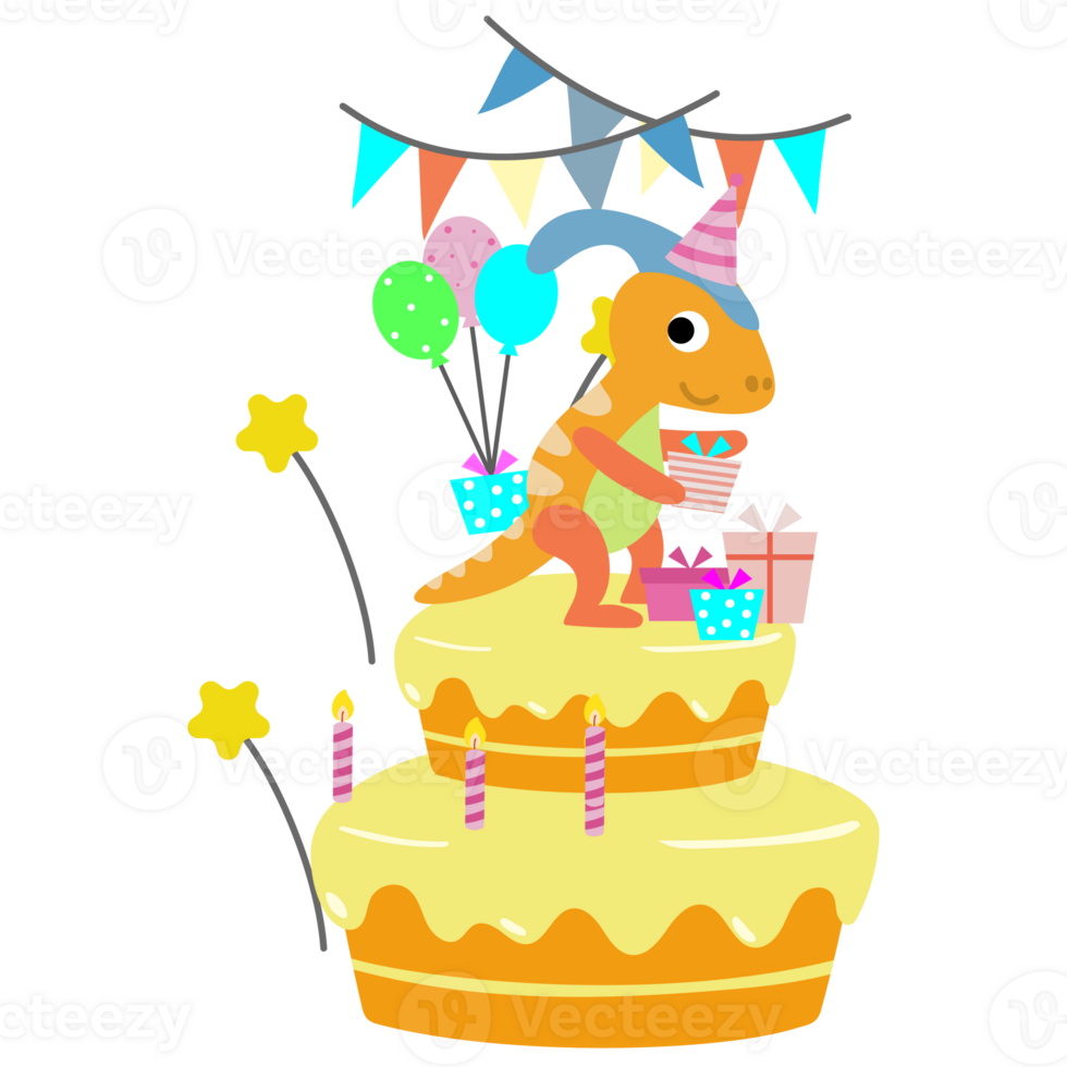 Happy Birthday Dinosaur party cake. happy dino clipart png