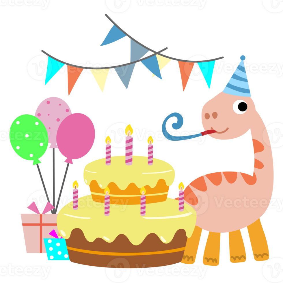 contento compleanno dinosauro festa torta. contento dino clipart png