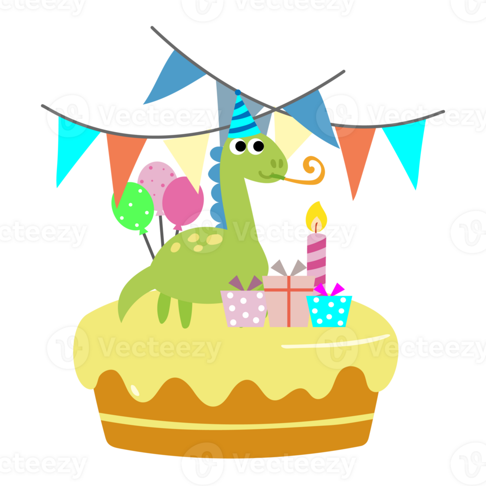 glücklich Geburtstag Dinosaurier Party Kuchen. glücklich Dino Clip Art png