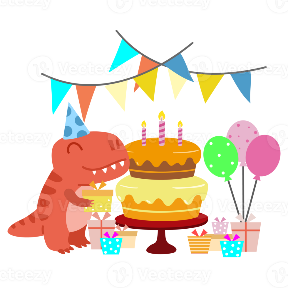 contento compleanno dinosauro festa torta. contento dino clipart png