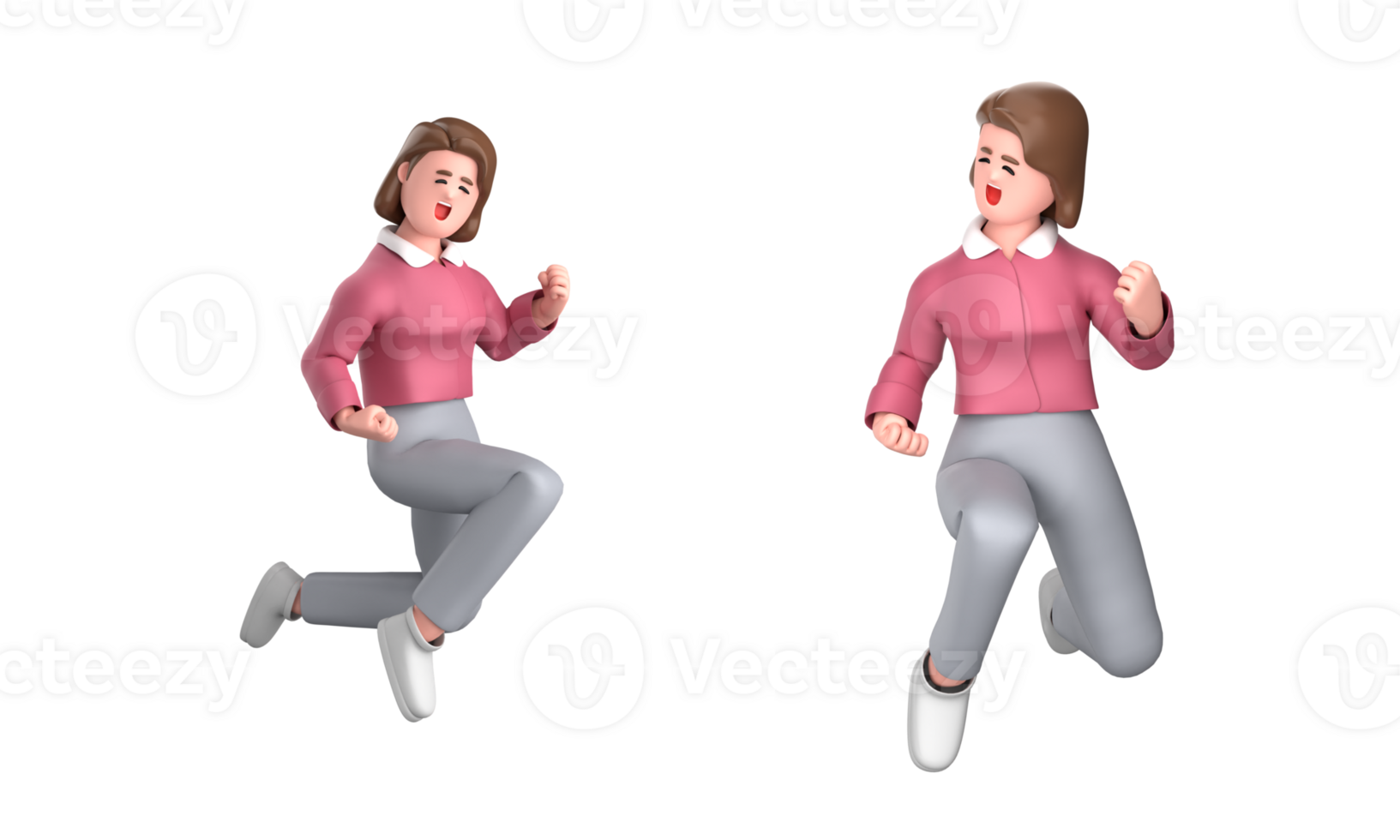 3d black business woman executive wearing a green suit pose standing with laptop, tablet, mobile phone, megaphone, 3d rendering png