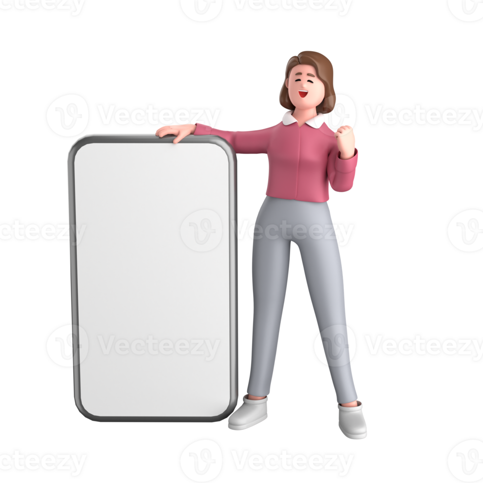 3d black business woman executive wearing a green suit pose standing with laptop, tablet, mobile phone, megaphone, 3d rendering png