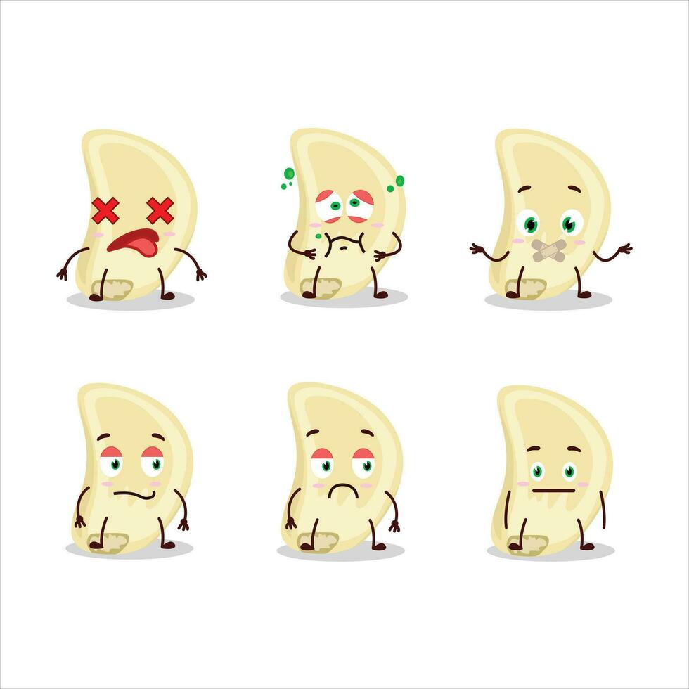 Slice of garlic cartoon character with nope expression vector