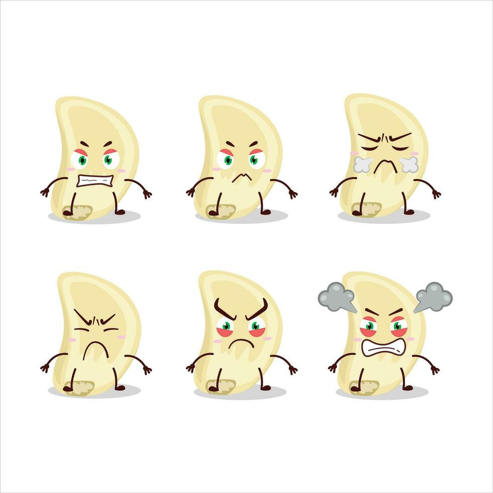 Slice of garlic cartoon character with various angry expressions vector