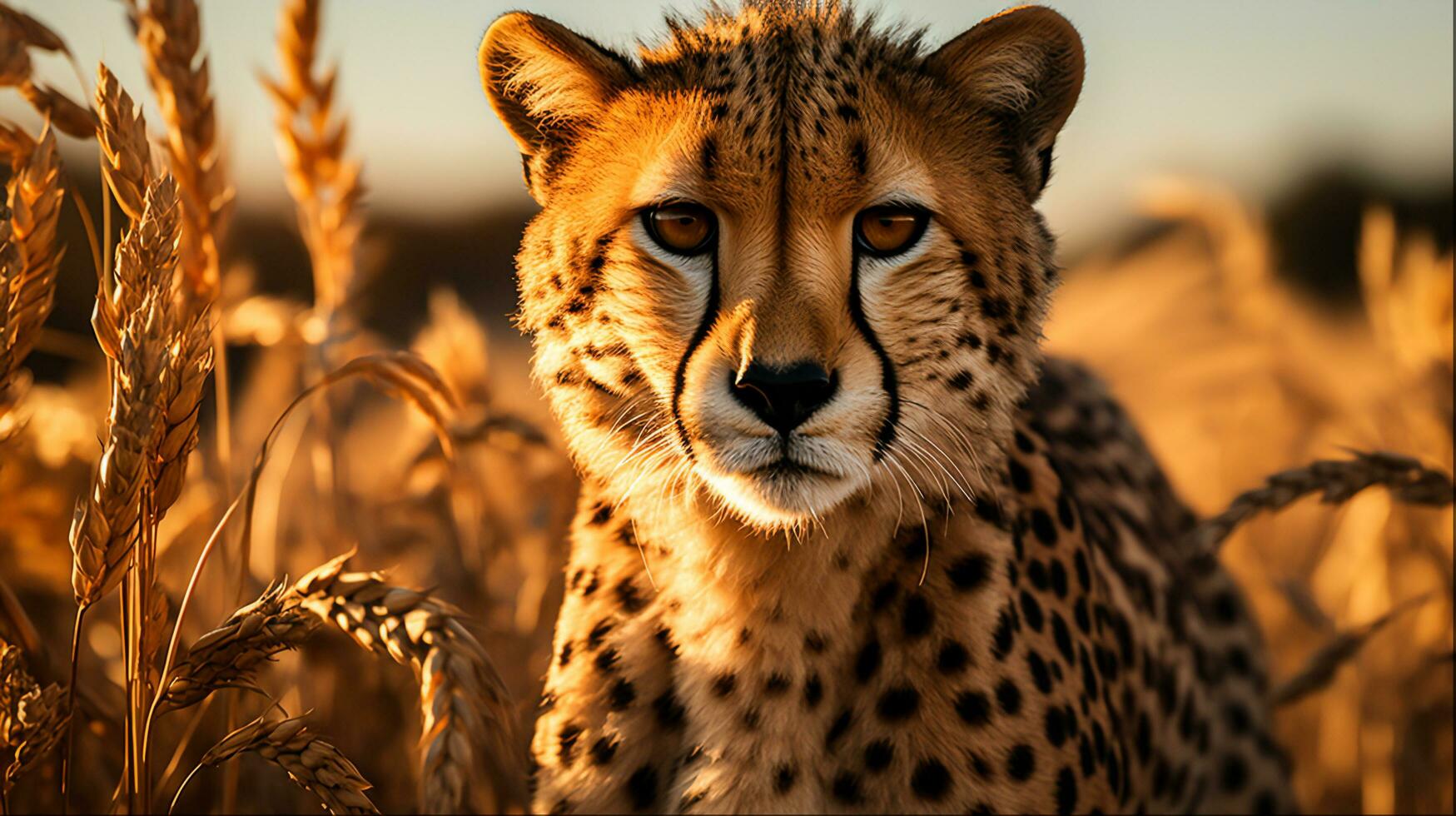 Cheetah Running in African Wild Animal Photography, Generative Ai photo