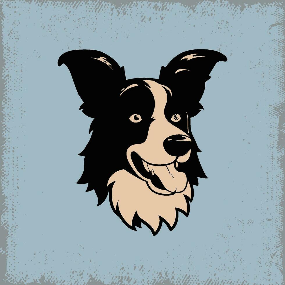 A Smiling Border Collie on a Light Blue Background vector