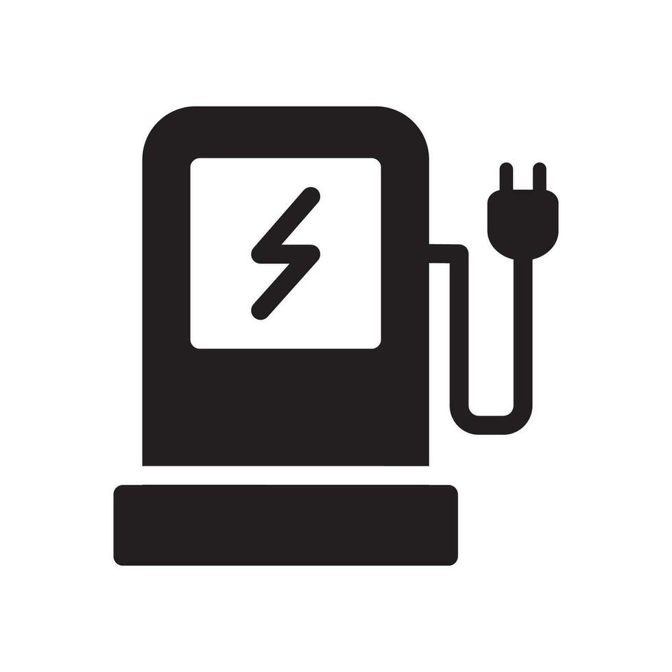 Electric station charger Flat style icon design vector