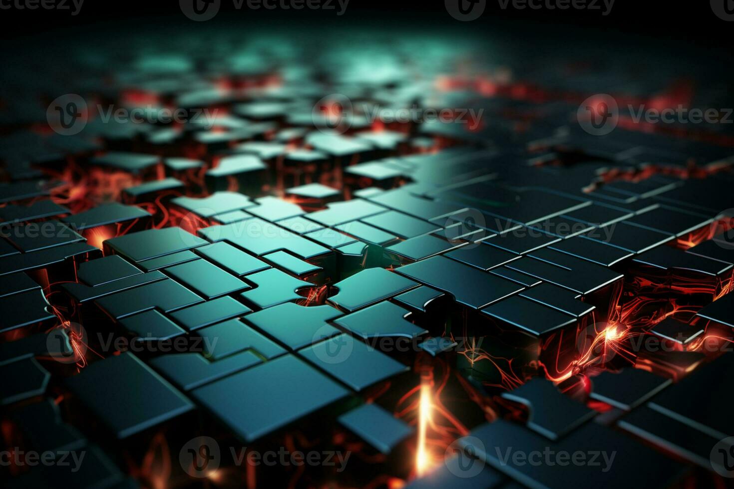 Positive glow, neon puzzle in green and red hues AI Generated photo