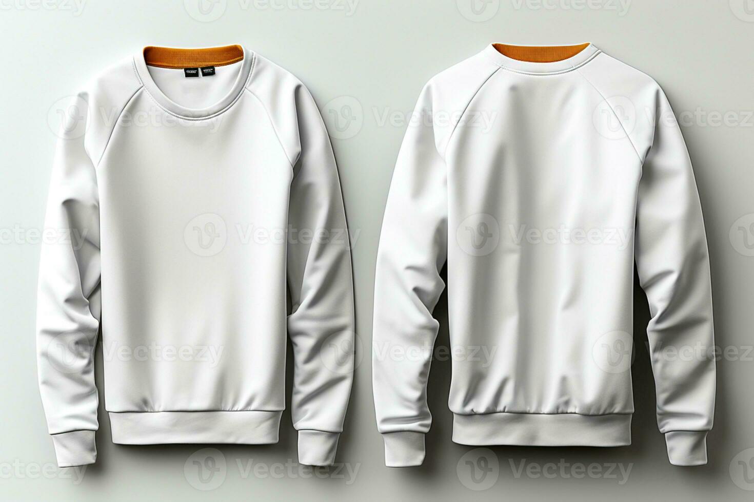 Dynamic 3D sweatshirt mockup Front and back views, blank template AI Generated photo