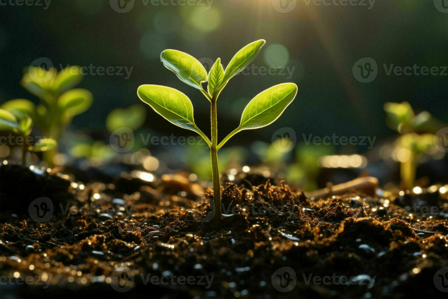 Business success takes root in fertile soil, nurtured by nature's sunshine AI Generated photo