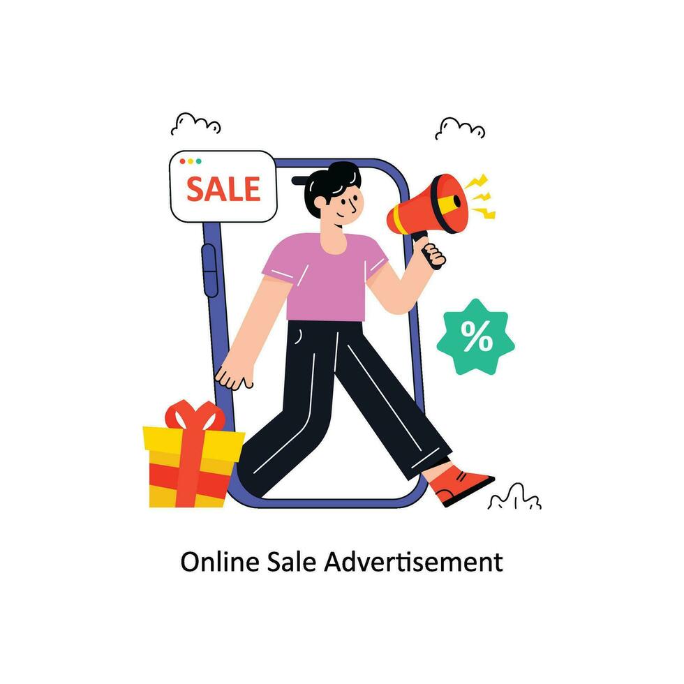 Online Sale Advertisement Flat Style Design Vector illustration. Stock illustration