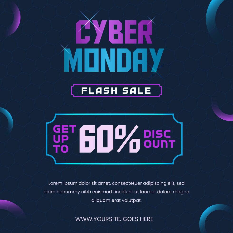 Cyber Monday banner design with flash sale and promo discount illustration vector