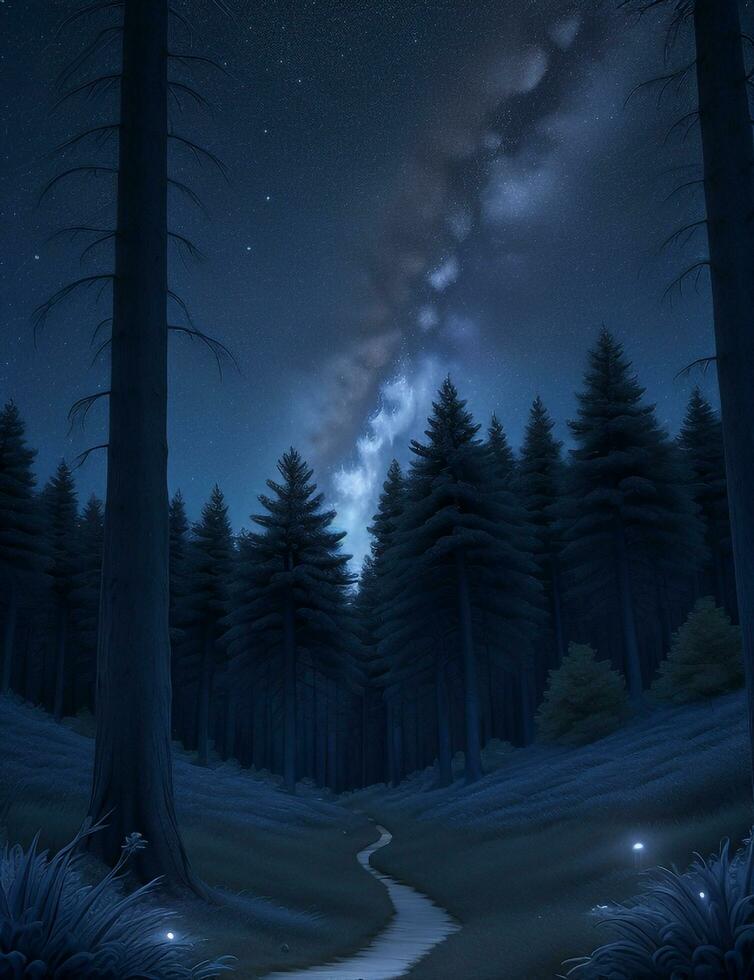 místico de luna bosque sereno naturaleza noche fondo, ai generativo foto