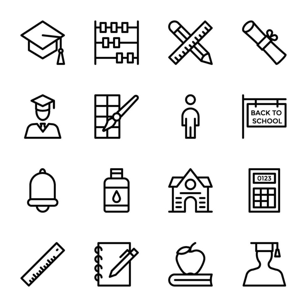 Pack of Back To School Line Icons vector