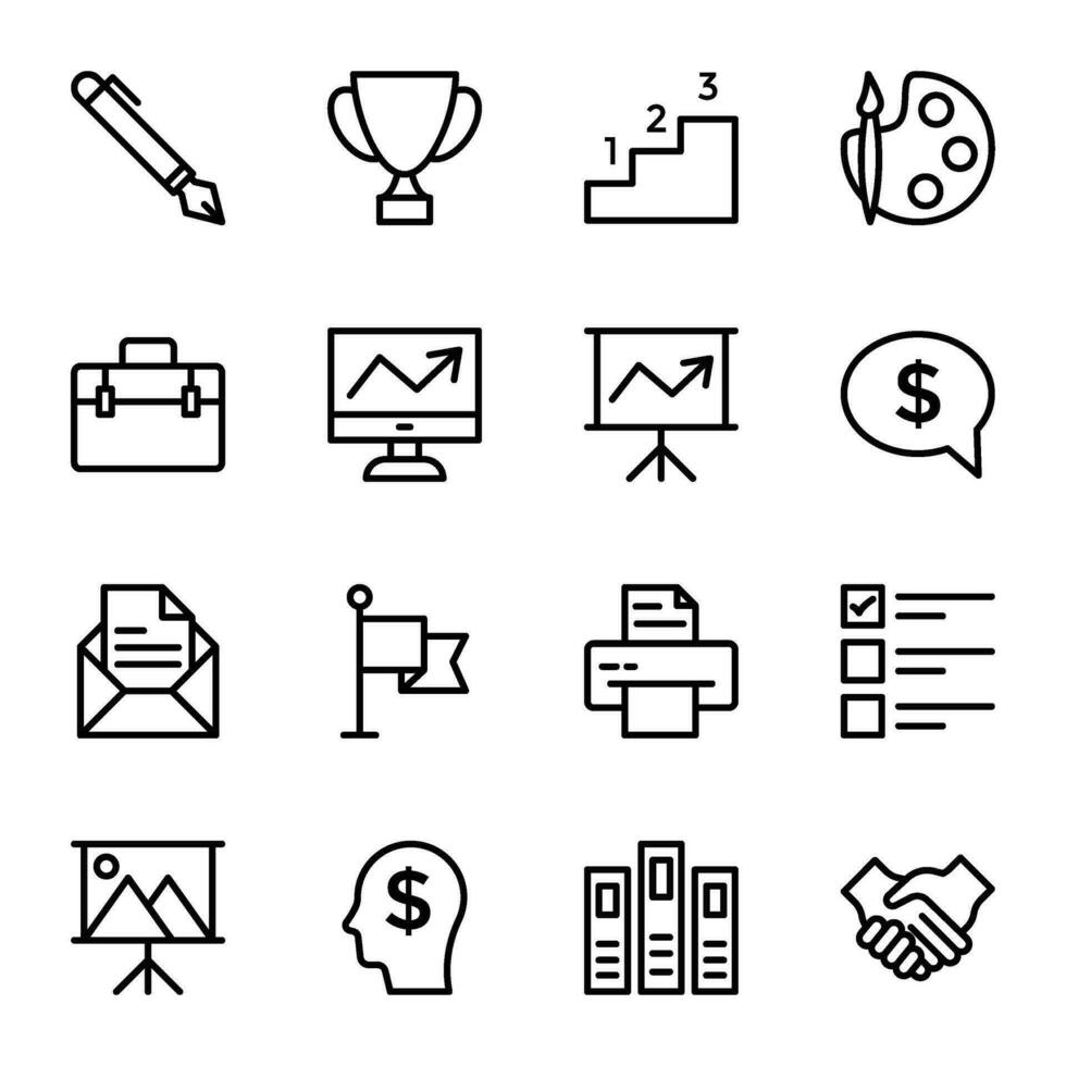 Pack of Business and Art Education Outline Icons vector
