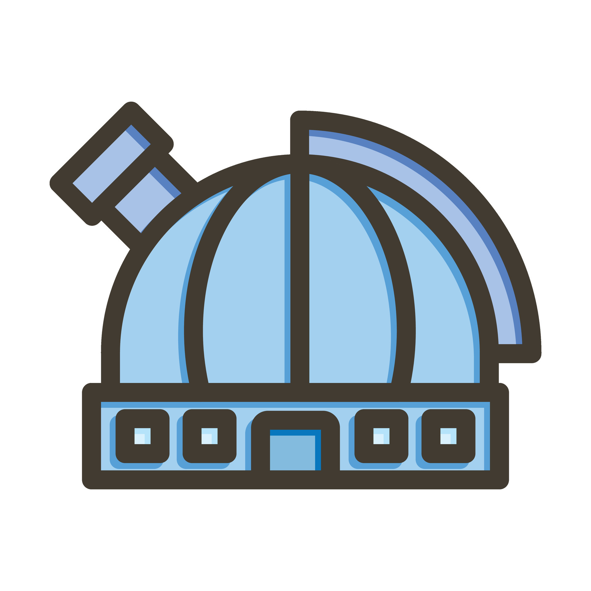 Observatory Vector Thick Line Filled Colors Icon For Personal And