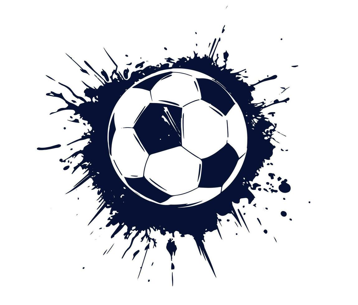 Black grunge soccer ball on white, vector