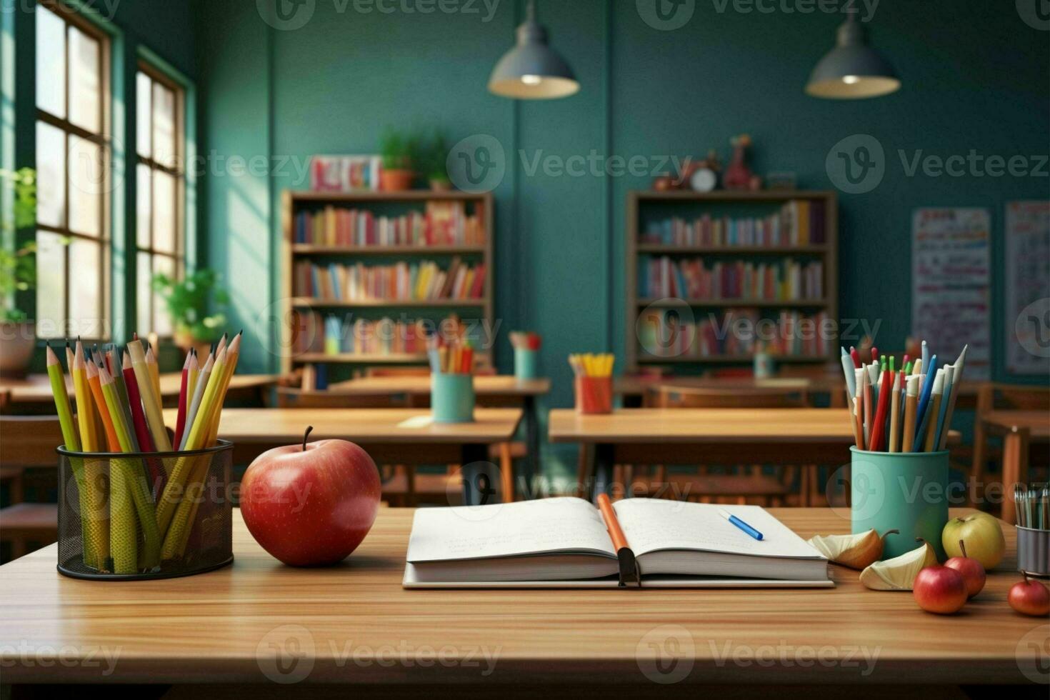 Back to school ambiance with designated space for your creative input AI Generated photo