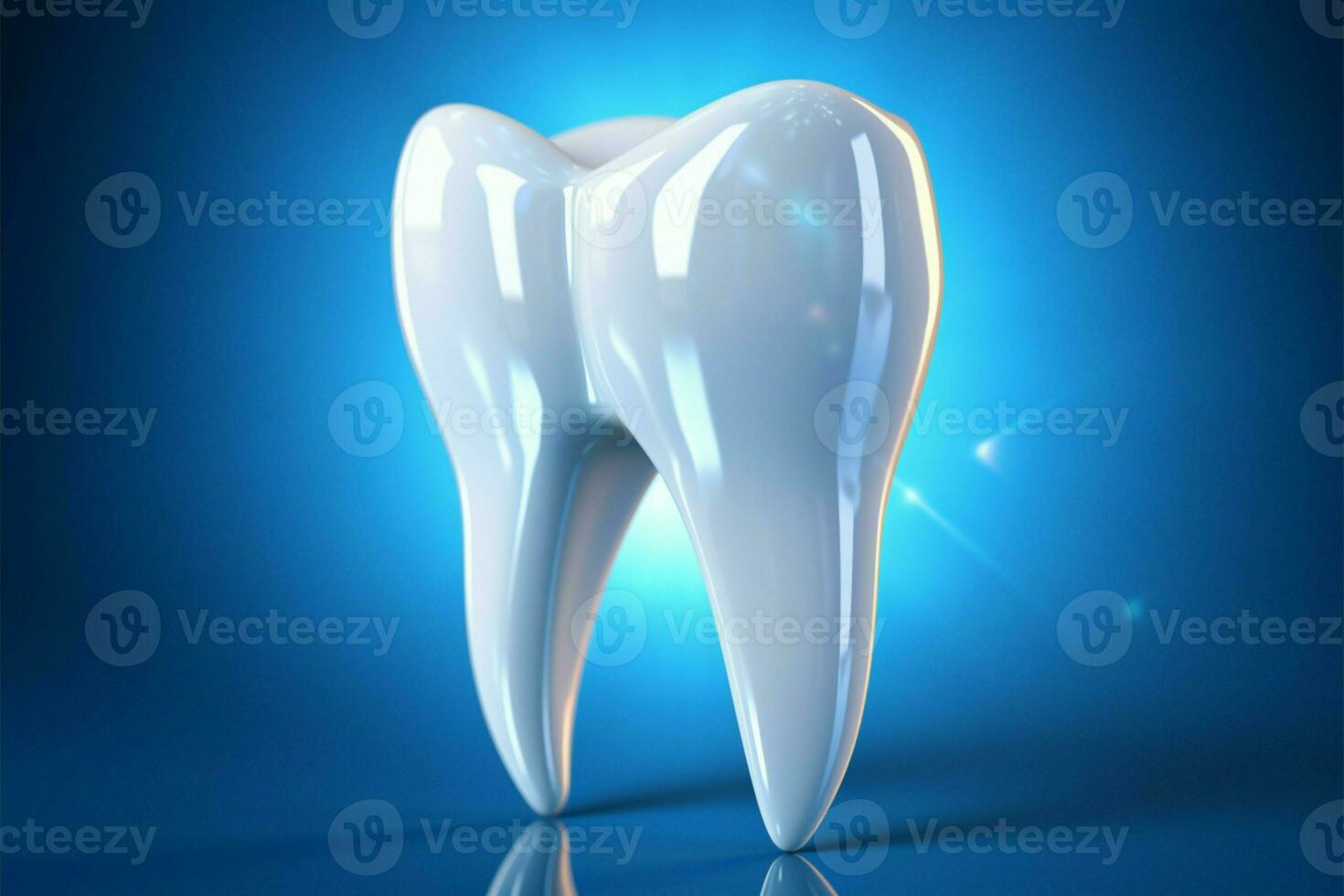 Pearlescent Incisor, A pristine white tooth against a blue canvas AI Generated photo