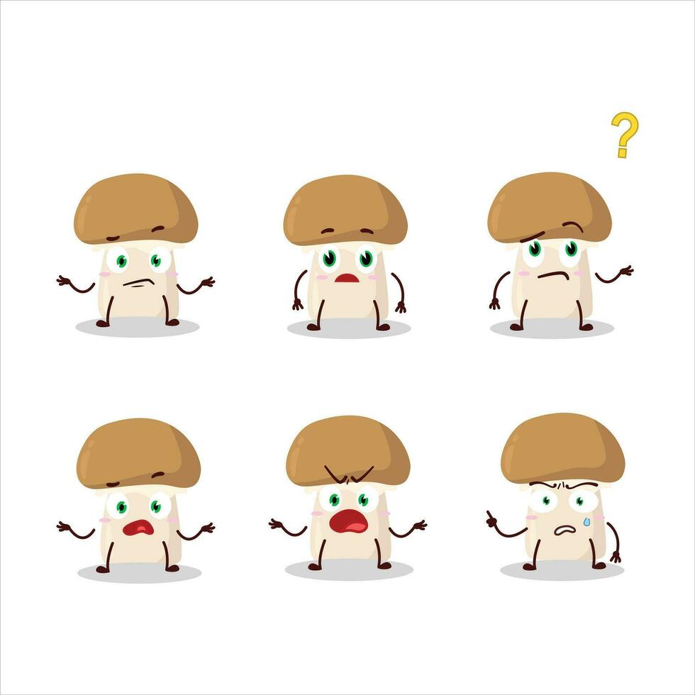 Cartoon character of champignon with what expression vector