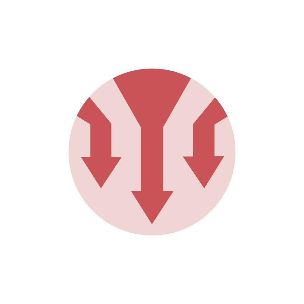 Perspective arrows down diagram. Arrow logo pointing down in circle. Business concept. Isolated vector. vector