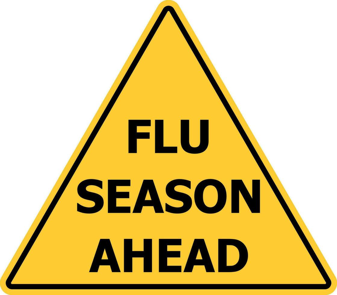 Yellow triangle warning sign, Caution Flu Shots Ahead Flu Season vector