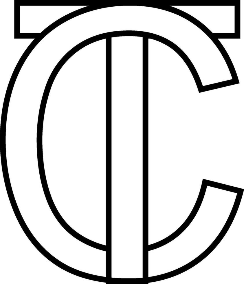 Logo sign tc ct icon sign interlaced letters c t vector