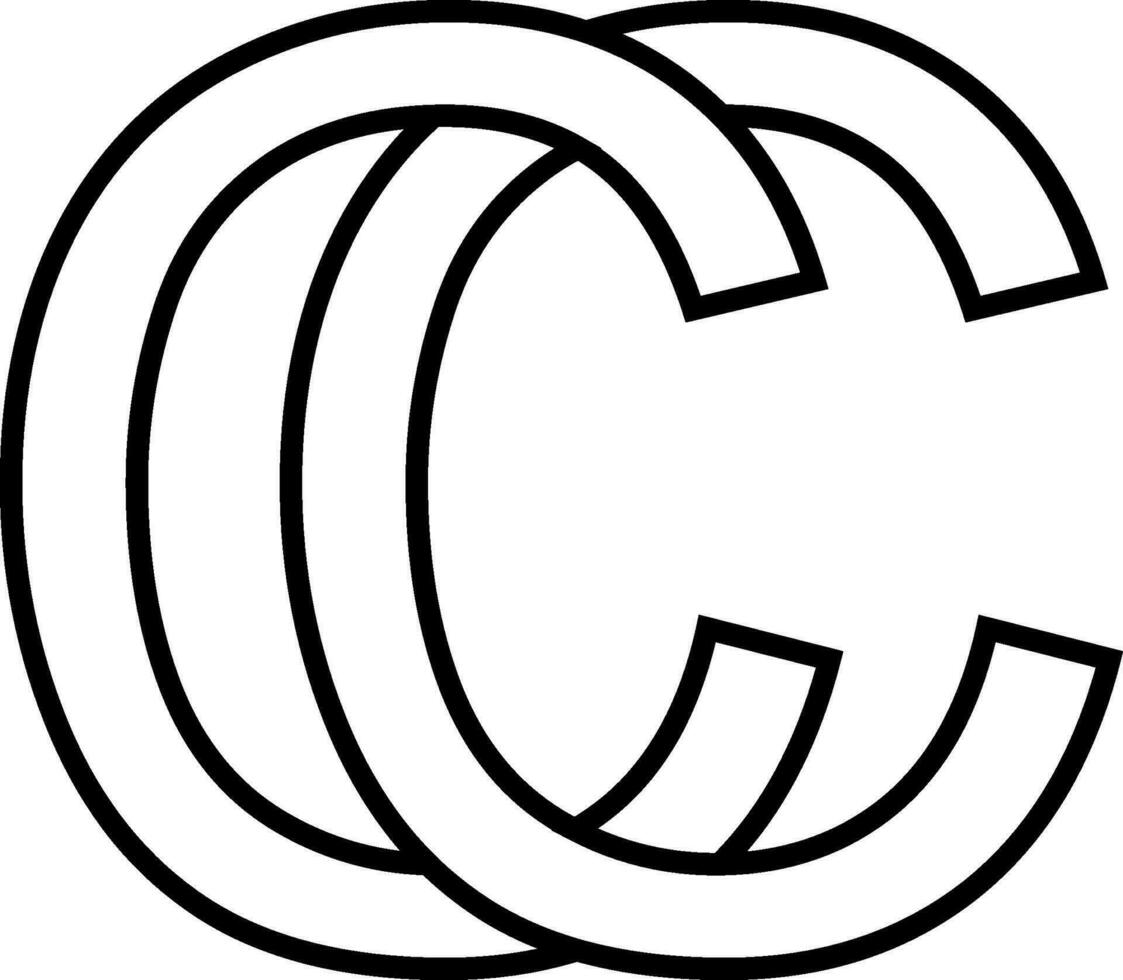 logo firmar cc icono firmar dos entrelazado letras C vector