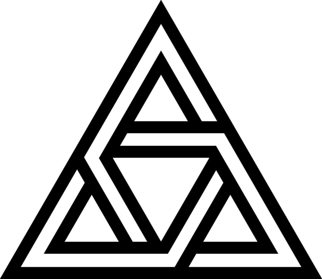 Logo tattoo triangle interlocking sides, vector futuristic design scientific progress