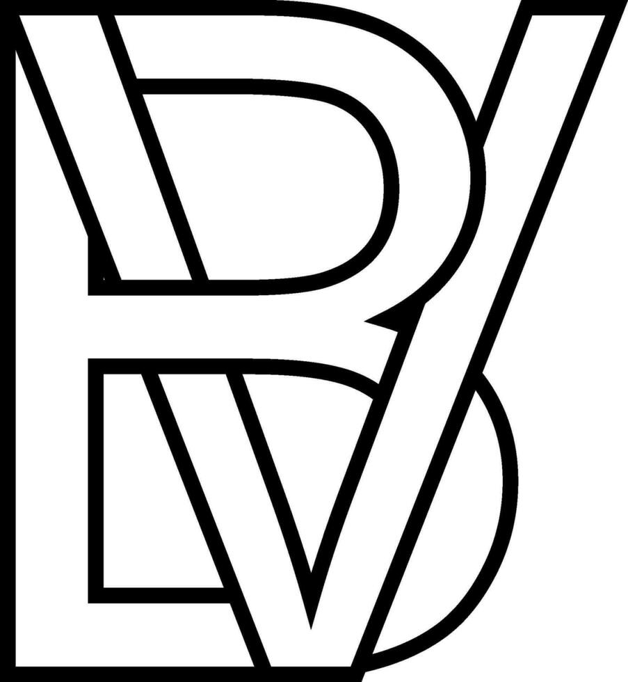 Logo sign bv, vb icon sign two interlaced letters b, v vector