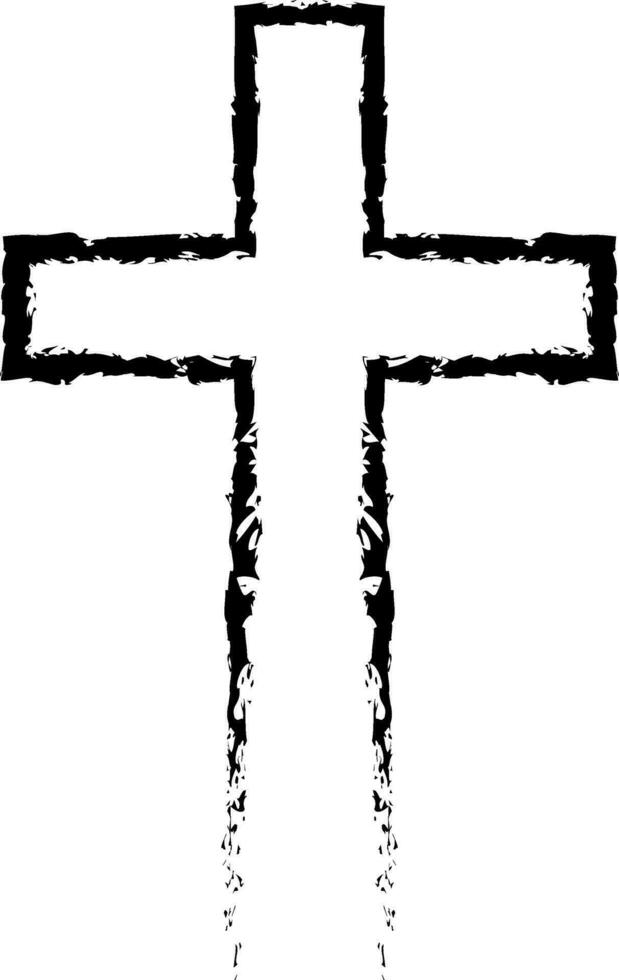 Abstract Christian cross black hand drawn style Christian cross sign vector