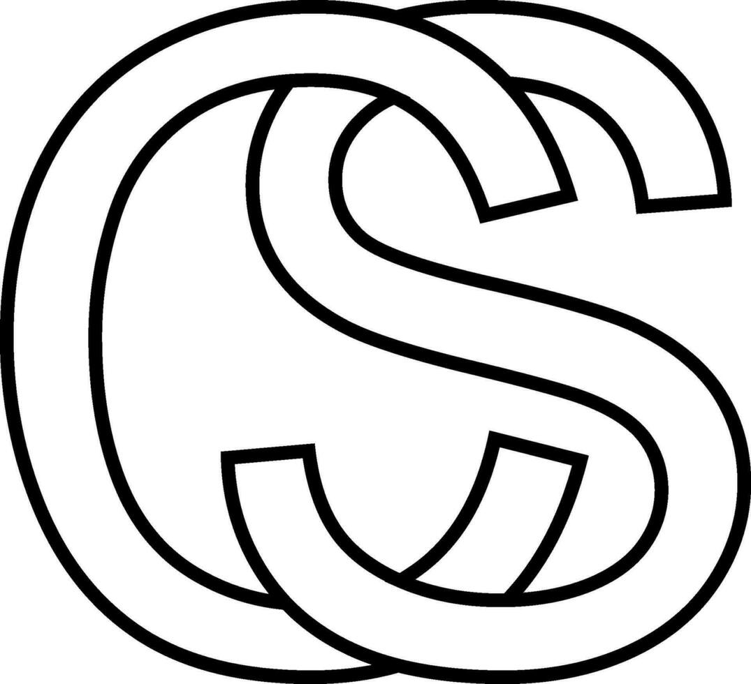 Logo sign sc cs, icon sign interlaced letters c s vector