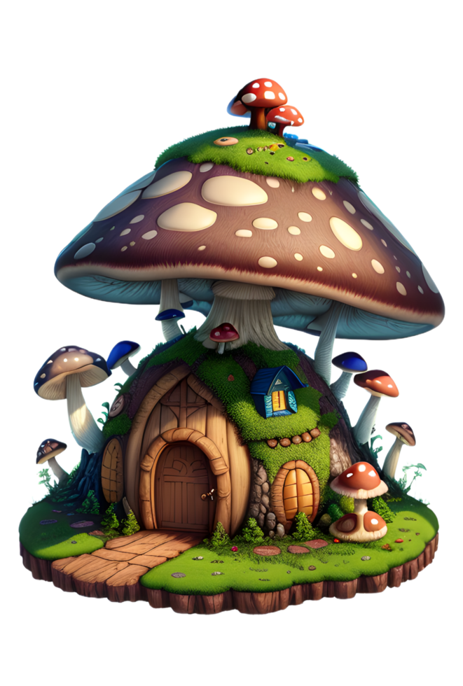 Mushroom House PNG Transparent Background Ai Generative