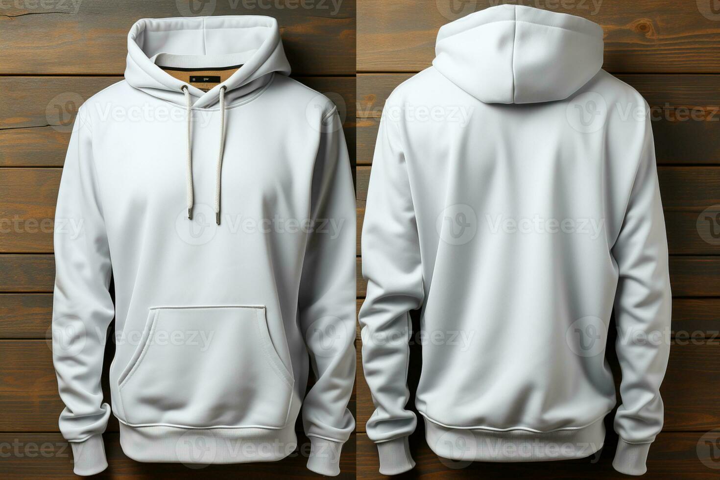 Blank mens hoodie template 3D rendering, realistic white, black sweatshirt, back, for design presentation, Mockup clothes AI Generated photo