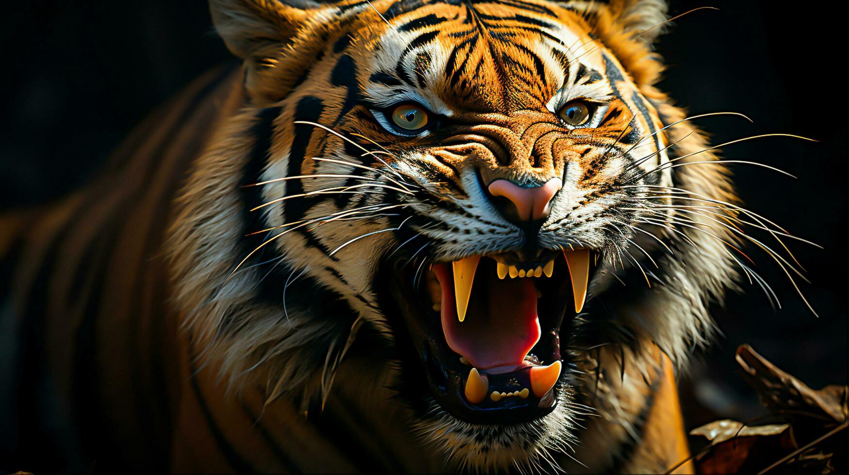 Tiger faceroaring, Generative Ai photo