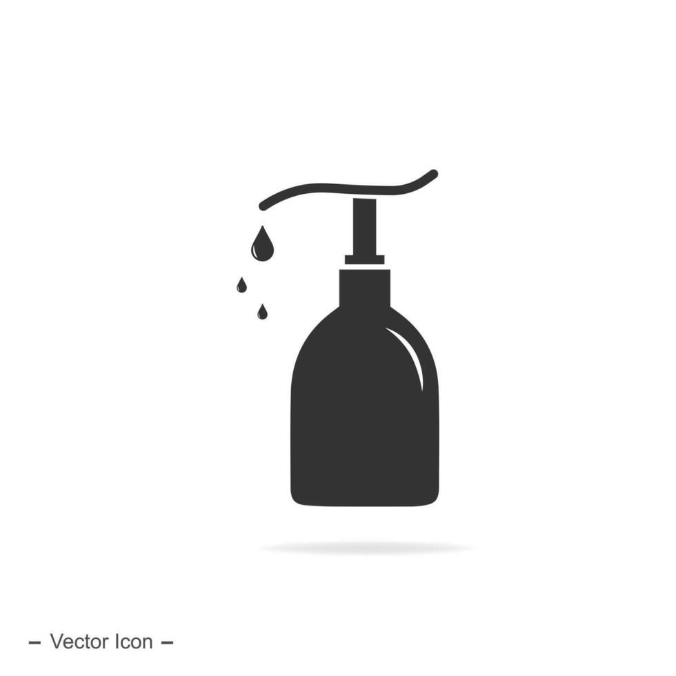 bomba botella icono. lavar gel, alcohol gel. mano desinfección concepto vector