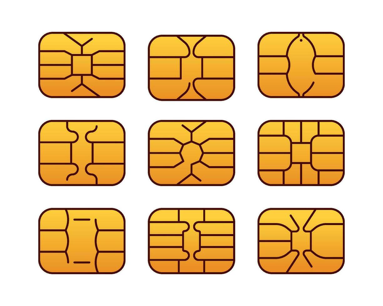 EMV chip gold vector isolated on white background.