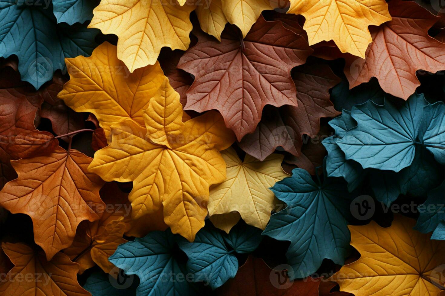 Colorful fall leaves, a seasonal canvas AI Generated photo