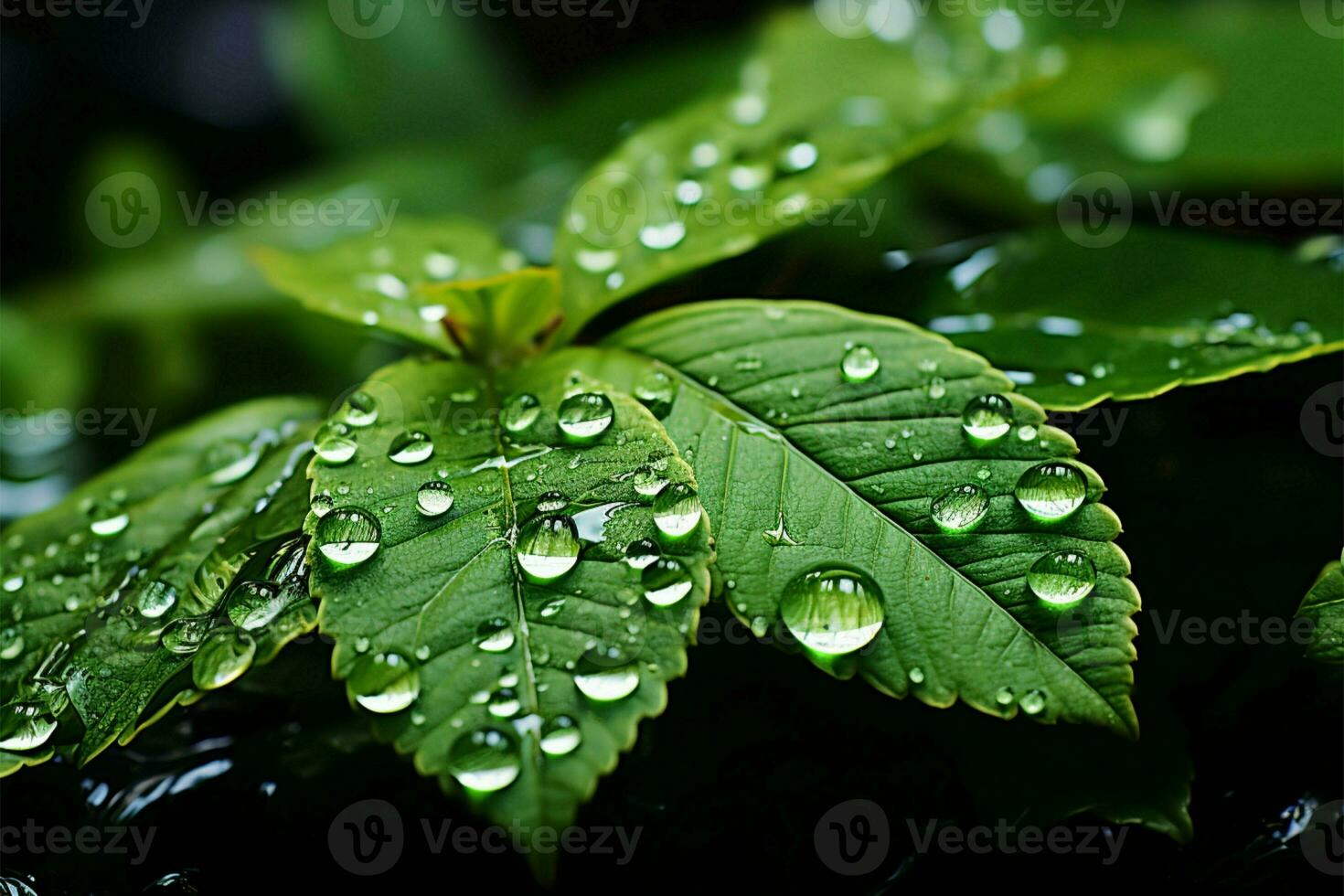 Pristine droplet falls gracefully from leaf AI Generated photo