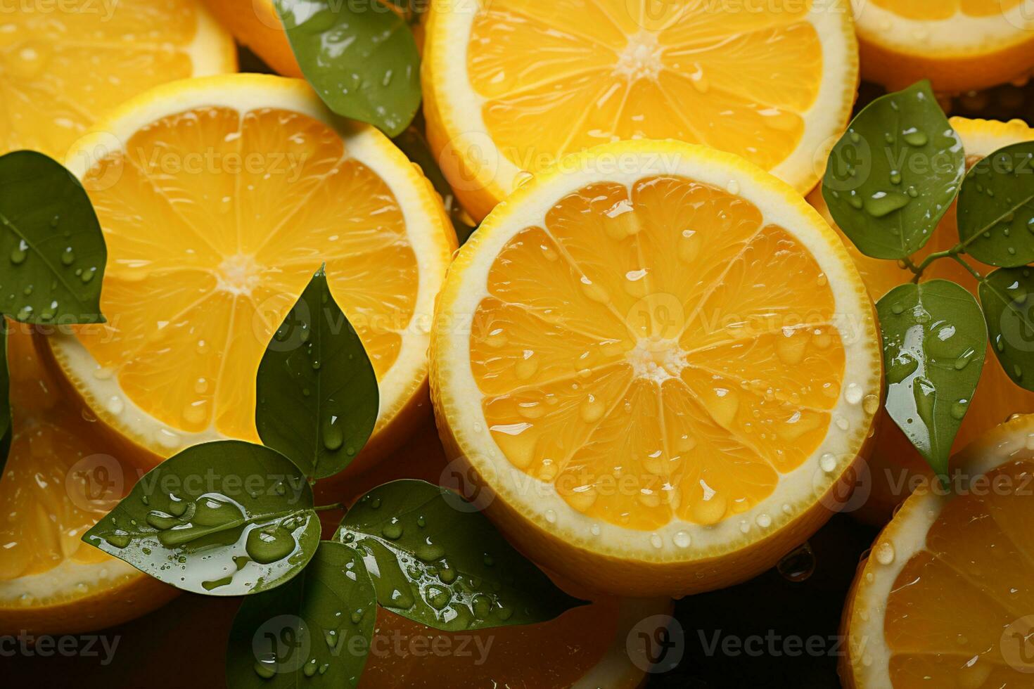 agrios sinfonía naranjas y limón en pastel amarillo, un verano concepto ai generado foto
