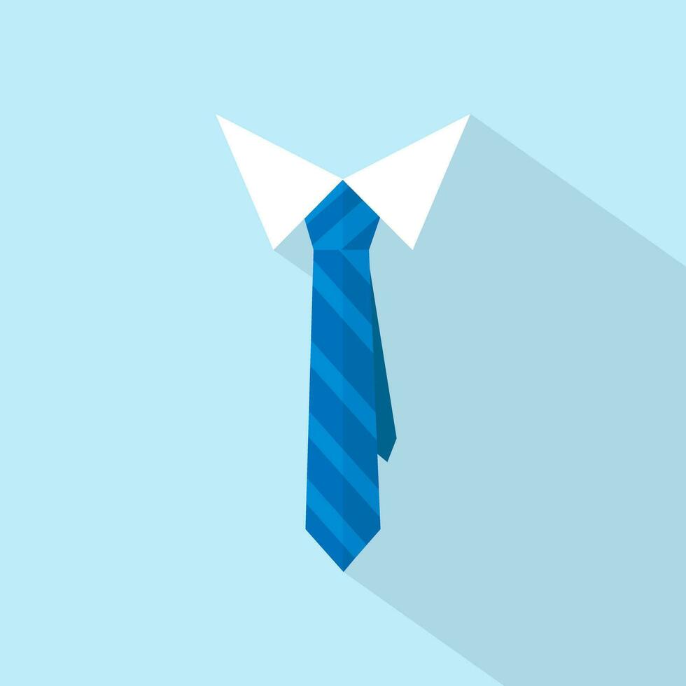 Tie symbol. Vector logo drawn on blue background with long shadow.