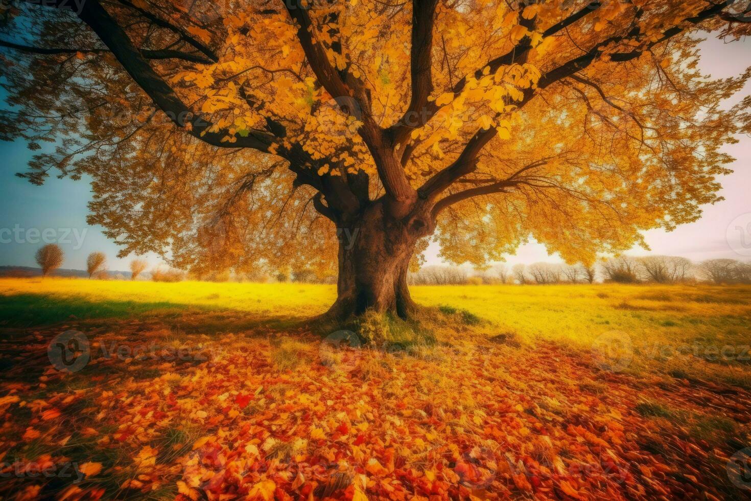 otoño árbol amarillo. generar ai foto