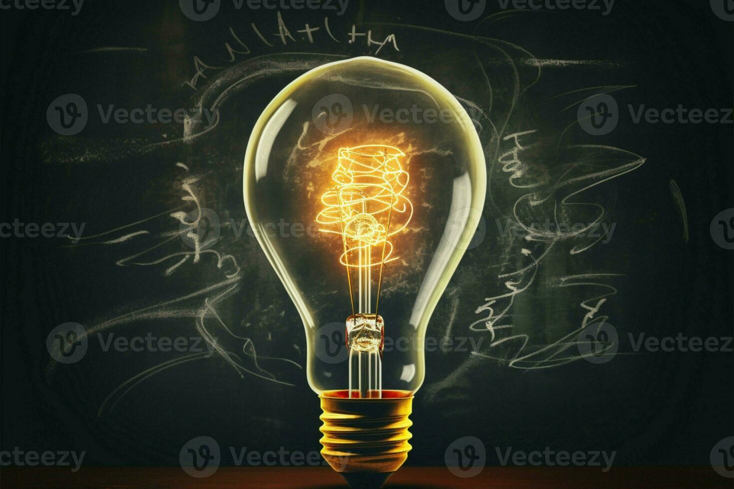 A chalkboard masterpiece, Hand drawn light bulb symbolizes boundless creativity AI Generated photo