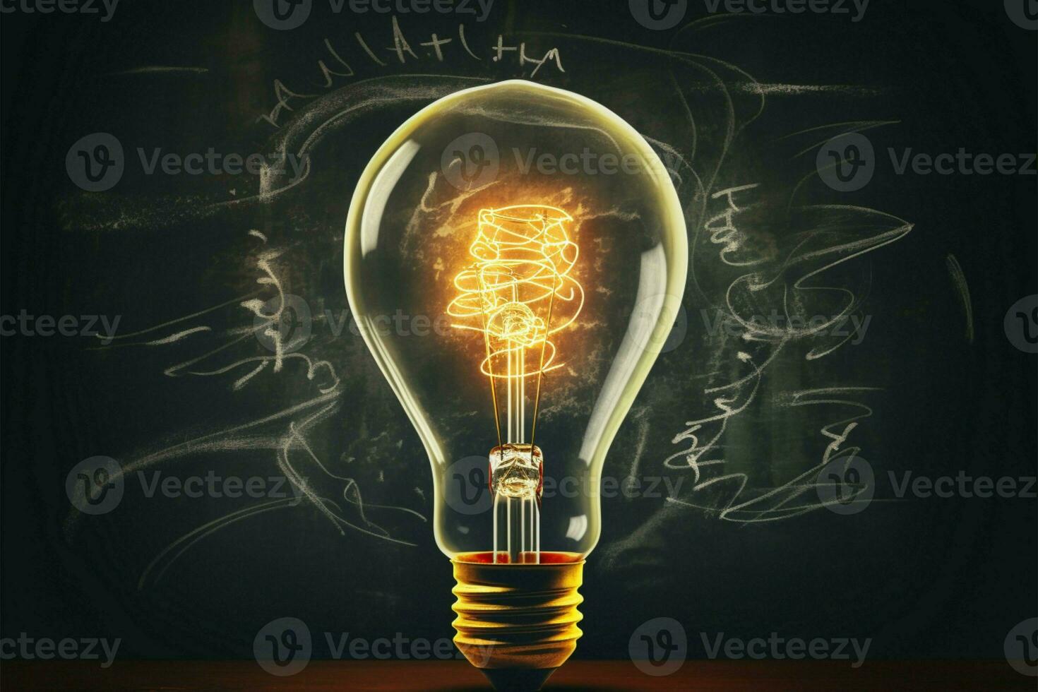 A chalkboard masterpiece, Hand drawn light bulb symbolizes boundless creativity AI Generated photo