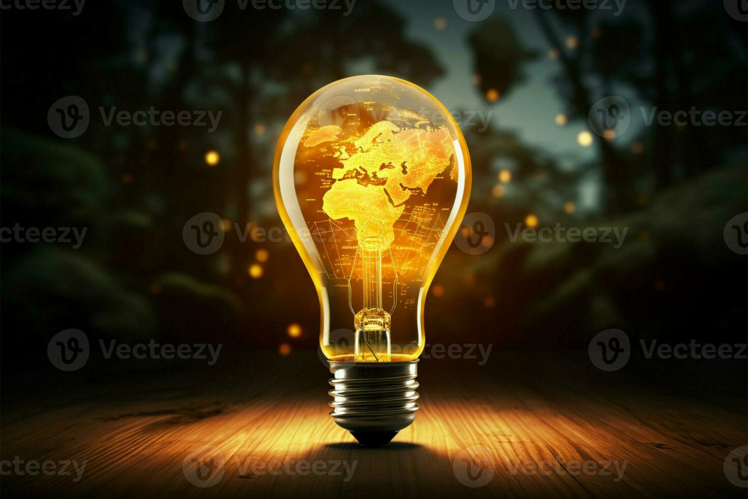 Bright ideas shine through the radiant glow of a glass bulb AI Generated photo