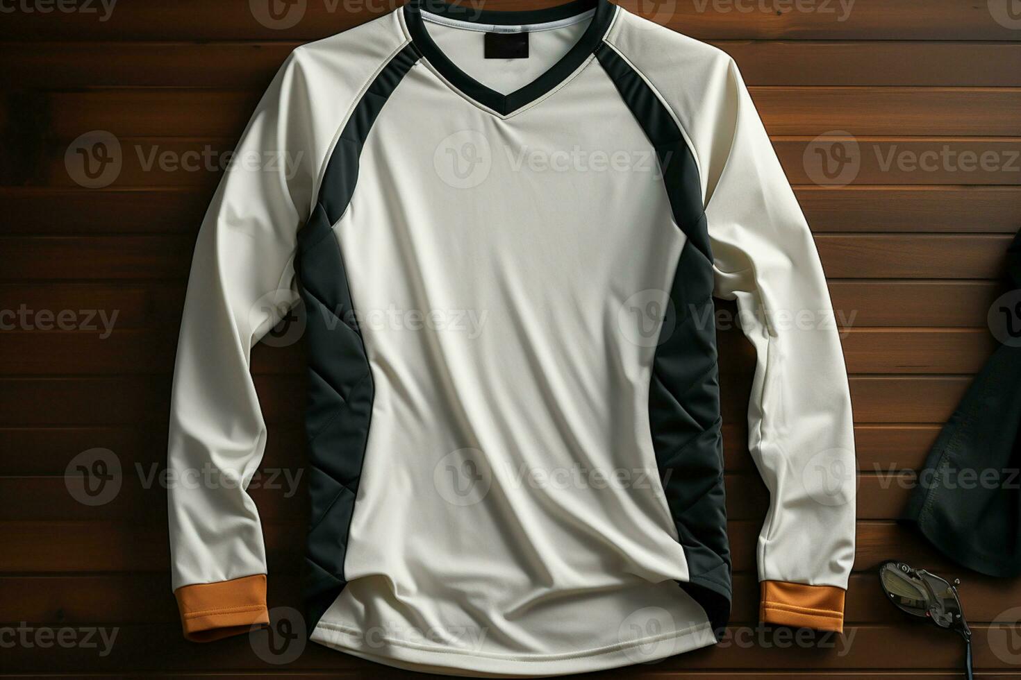 Monochrome men's raglan tee, 3D-rendered Modern style, clean cut AI Generated photo